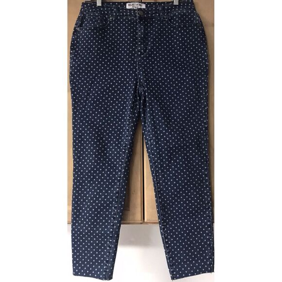 Velvet Heart Denim Jeans Sz 30 Raw Hem Blue W/ Polka Dots - Picture 2 of 8